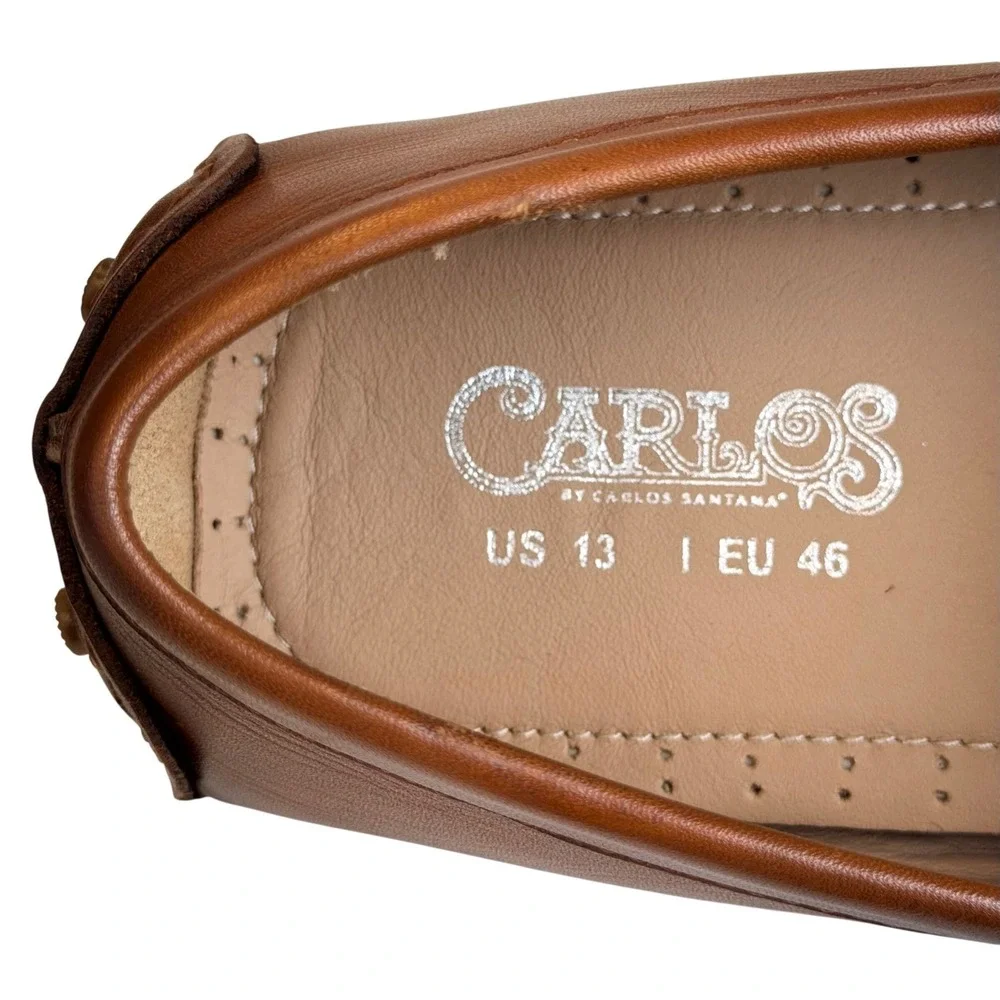 Carlos Santana Ritchie Penny Loafer Men 13 D Brown Leather Driving Moccasins NEW